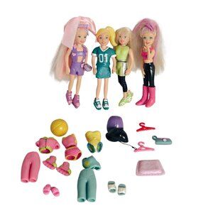 Vtg Polly Pocket Dolls Colors of the Rainbow Outfits Sportswear 37 Pc P24